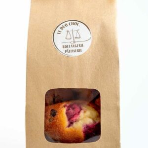 Madeleine aux agrumes, chocolat et framboise